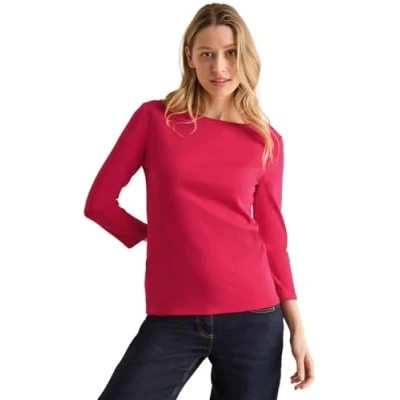 Abbildung von Cecil Unifarbe Langarmshirt, Damen, Größe: Large, Rot