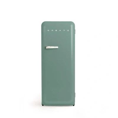 Abbildung von CREATE / RETRO FRIDGE 150 MARBLE/Kühlschrank mit Gefrierfach 281L in Salbeigrün, Griff Marmor 102W, niedriger Energieverbrauch, 150cm, 3 Ablagen, Temperaturregelung,60x60x150cm