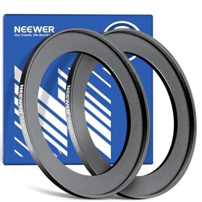 Abbildung von NEEWER 58 77mm Step Up Adapterring (2er Pack) mit Reinigungstuch, ultraschlanker Objektivfilter aus Aluminiumlegierung für 58mm Kameraobjektive zur Verwendung von Filtern