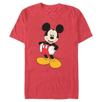 Abbildung von Disney Herren Klassisches Mickey Mouse Kurzarm voller Größe T Shirt, Rot meliert, XL