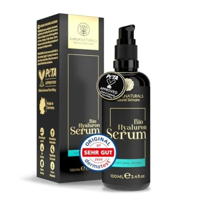 Abbildung von BIO Hyaluron Serum hochdosiert 100ml +Vit E &amp; B5 7 Fach Hyaluronsäure Gesicht ✓100% Vegan&amp;BIO ✓Anti Aging Konzentrat ✓ Anti Falten Naturkosmetik ✓Made in Germany ✓Hyaluronic Acid