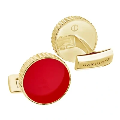 Abbildung von DAVIDOFF PARIS Cufflinks Manschettenknöpfe Rot vergoldet und rot, rund, für Herren, mit Guilloche Design edle Herren Hochzeits Accessoires