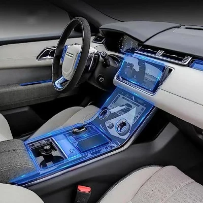 Abbildung von LAVIYE Auto Innenraum Mittelkonsole Transparen TPU Schutzfolie Anti Scratc Reparaturfolie Zubehör, für Land Range Rover Velar 2017 2020