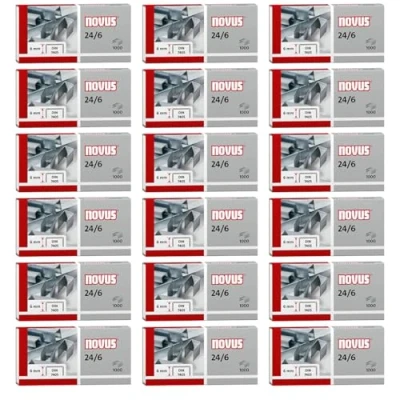Abbildung von Novus Standardheftklammer 24/6, verzinkt, 1000 Stück pro Packung (18x1000), 6mm, für Papierstapel bis 25 Blatt