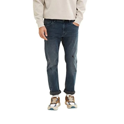 Abbildung von TOM TAILOR Herren 1035777 Troy Slim Jeans, 10172 Mid Stone Blue Black Denim, 34W / 32L