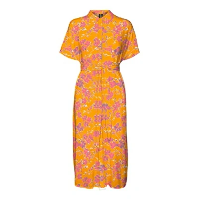 Abbildung von Vero Moda Women&#039;s VMMENNY SS Calf Shirt Dress WVN GA Kleid, Radiant Yellow/AOP:Mille, S