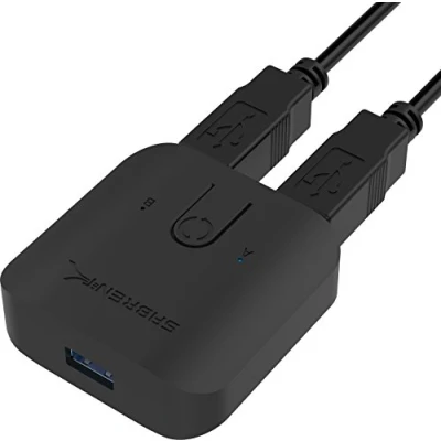 Abbildung von SABRENT usb Freigabeschalter 3.2, 2 in 1 out, Computer Peripherie Auswahl Splitter, sharing switch, Verteileradapter für PC, Drucker, Scanner, Maus, Tastatur LED Geräteanzeigen (USB SW30)