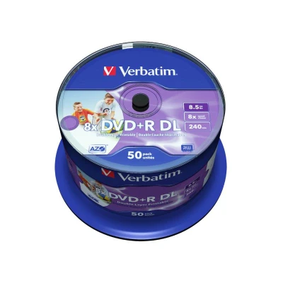 Abbildung von DVD+R 8,5 GB VERBATIM Double Layer bedruckbar 8x Cakebox 50 Stück