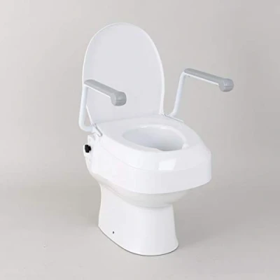 Abbildung von Homecraft Raised Toilet Seat with Arms, Easier to Sit and Stand, Independence for Elderly Seniors, Steel Frame, Lift Up ABS Elevated Seat, Higher, Riser Bathroom Safety, Hip Replacement