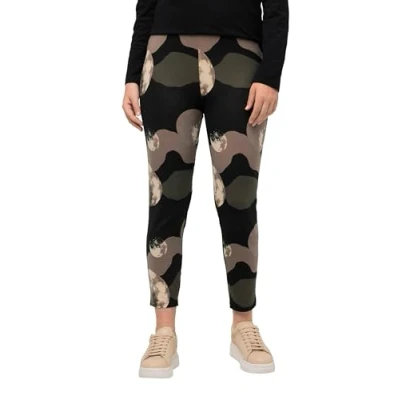 Abbildung von Ulla Popken Damen Leggings with Moon Print Jerseyleggings, schwarz, 32W x 32L