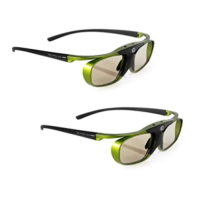 Abbildung von 2X Hi Shock DLP Pro Lime Heaven Link 3D Aktive Brille für Beamer von Acer, BenQ, Optoma, Viewsonic kompatibel mit PPA5610 / E4W [96 200 Hz Akku 32g wiederaufladbar]