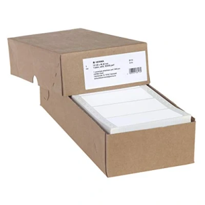 Abbildung von HERMA 8113 Computeretiketten endlos perforiert, 101,6 x 48,4 mm, 1 bahnig, 3000 Stück, selbstklebend, Endlosetiketten Aufkleber mit Führungslochrand, matt, blanko Papier Computer Etiketten, weiß