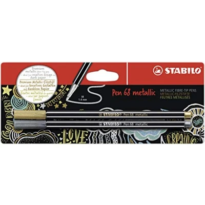 Abbildung von Premium metallic Filzstift STABILO Pen 68 2er Pack gold, silber