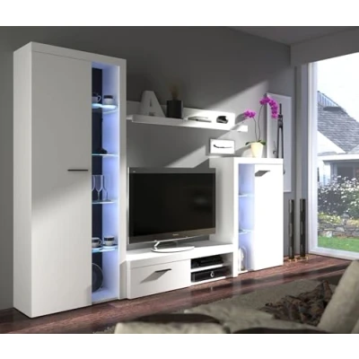 Abbildung von Küchen Preisbombe Wohnwand Rumba Schrankwand Anbauwand Wohnzimmer Weiss matt, (4 St)