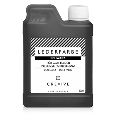 Abbildung von CREVIVE Lederfarbe 500 ml Farbe wählbar für Echtleder und Kunstleder zum färben umfärben von Leder Schwarz