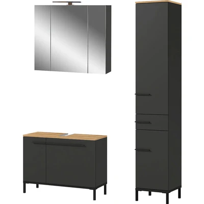 Abbildung von GERMANIA Badmöbel Set &quot;Yonkers&quot;, bestehend aus Waschbeckenunterschrank, Spiegelschrank, Hochschrank