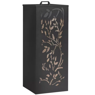 Abbildung von Pelletsbehälter 55 kg schwarz Pelletsaufbewahrung 36 x 87 cm Blumenmuster
