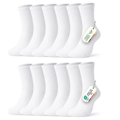 Abbildung von FALARY Tennissocken Herren 47 50 Weiß Socken Damen Sportsocken Herrensocken Laufsocken Crew für Sport Socks Atmungsaktive Baumwolle 6 Paar