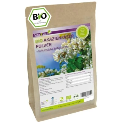 Abbildung von Vita2You Bio Akazienfasern 500g Pulver Ballaststoffe Akazienfaser ohne Zusätze Vegan geschmacksneutral
