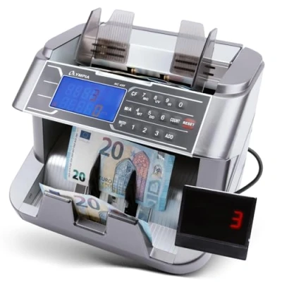 Abbildung von Olympia NC 455 Geldzählmaschine &amp; Geldscheinprüfer Stückzähler (für Scheine, Echtheitsprüfung, Additionsfunktion, LCD Display, Geldscheinzähler für Euro, Dollar, Pfund etc., mit Update Funktion)