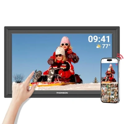 Abbildung von THOMSON 15,6 Zoll Digitaler Bilderrahmen WLAN, Digitale 1920x1080 FHD IPS Touchscreen, 32 GB Speicher, Automatische Drehung, Digital Photo Frame Teilen von Fotobildern Musik Video