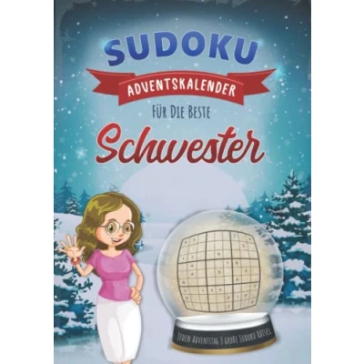 Abbildung von Sudoku Adventskalender für Schwester: Weihnachtlicher Advents Kalender mit Rätsel Sudokus jeden Adventstag drei große Puzzle ... Geschenk Rätselblock &amp; Rätselheft inkl. Lö