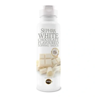 Abbildung von Sephra Weiße Schokolade Dessert Topping Sauce 900g praktische Quetschflasche Sirup für Eis, Waffeln, Pfannkuchen, Crepes, Milchshakes, Smoothies, Frappes, oder Dipping (weiße Schokolade)