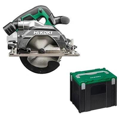 Abbildung von HIKOKI Akku Kreissäge C3606DB (36V, Brushless, Sägeblatt Ø: 165mm, Sägeblattbohrung 20 mm, Gehrungsschnitte von/bis: 5 bis 45, Max. Sägeleistung bei 90: 66mm) Plus Zubehör, OHNE Akku, Ladegerät