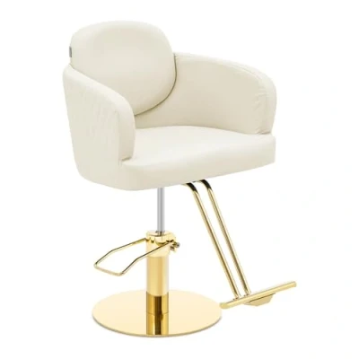 Abbildung von Physa WINSFORD Cream &amp; Gold Friseurstuhl mit Fußstütze 870 1020 mm 200 kg Cremefarben/Golden Barberstuhl Friseursessel höhenverstellbar Bedienstuhl Friseur