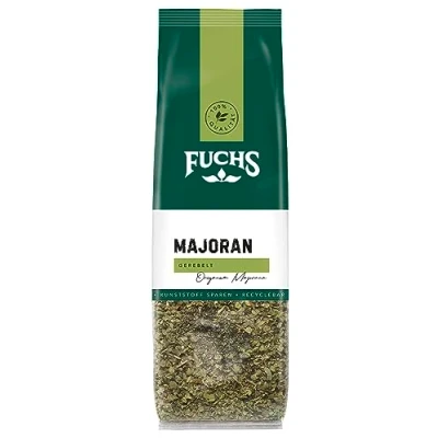 Abbildung von Fuchs Gewürze Majoran gerebelt im recyclebaren Nachfüllbeutel 10 g