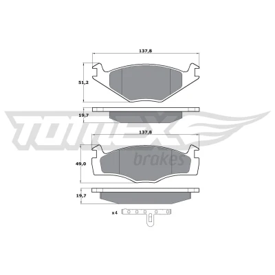 Abbildung von TOMEX brakes TX 10 53 Bremsbelagsatz Vorderachse mit Zubehör VOLKSWAGEN: GOLF 3, 2, Passat B3/B4 Variant, SEAT: Ibiza TOLEDO 1