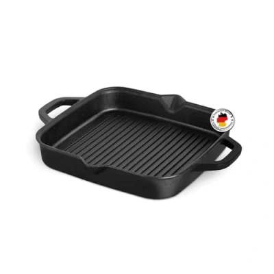 Abbildung von BURNHARD Grillpfanne Gusseiserne Bratpfanne mit Griff, Steakpfanne 30 cm