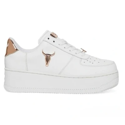 Abbildung von Windsorsmith Damen Sneaker mit Plateausohle aus klobigem Leder in Weiß Rich