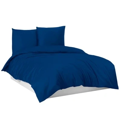 Abbildung von Mixibaby Bettwäsche Bettgarnitur Bettbezug 100% Baumwolle 135x200 155x220 200x200 200x220, Farbe:Dunkelblau, Größe:200 x 220 cm