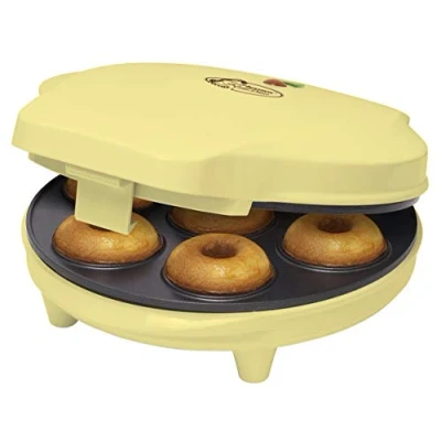 Abbildung von bestron Donut Maker &quot;ADM218SD Sweet Dreams&quot;, 700 W, im Retro Design, Antihaftbeschichtung, Gelb