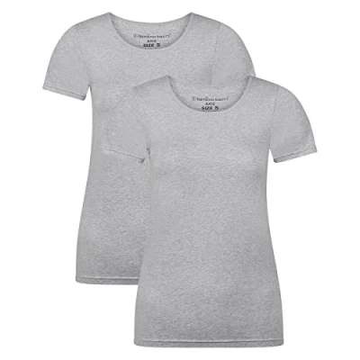 Abbildung von Bamboo Basics Damen T Shirt Kate, 2er Pack Unterhemd, Rundhals, Single Jersey Grau L