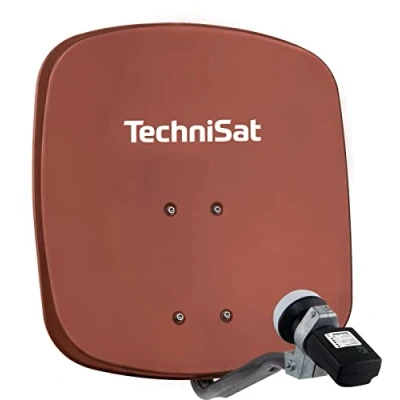 Abbildung von TechniSat DIGIDISH 45 Satelliten Schüssel für 1 Teilnehmer (45 cm kleine Sat Anlage Komplettset mit Wandhalterung und Satfinder V/H LNB) rot