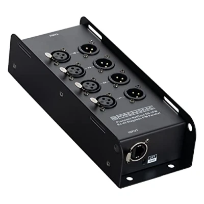 Abbildung von Pronomic NetCore SB 3FM Multicore Stagebox F/M Parallel mit 4 XLR Buchsen (female), (male) und 2x RJ45 Buchse zur Übertragung analoger oder digitaler Signale