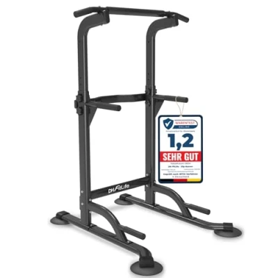 Abbildung von DH FitLife Power Tower Dip Station Klimmzugstange Freistehend Barren Rückentrainer Kraftstation Kraftturm Fitness Rack for Home Gym Krafttraining für Zuhause