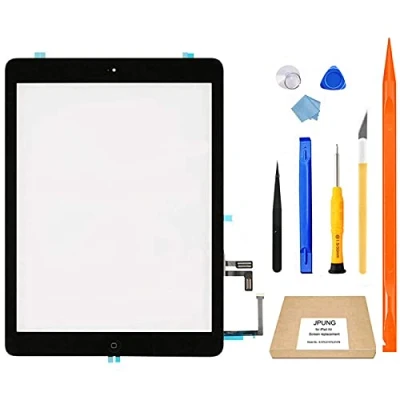 Abbildung von JPUNG Display Digitizer für iPad Air 2013 A1474 A1475 A1476, 1 Touchscreen Ersatzbildschirm, mit Home Button, Komplettes Werkzeug