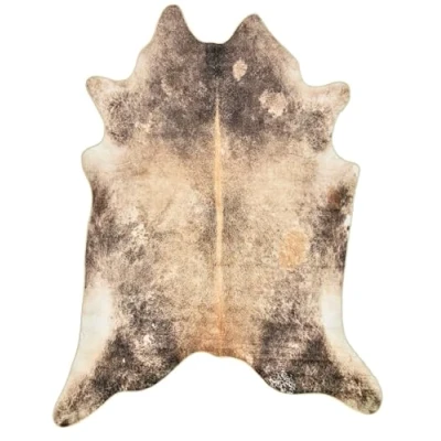 Abbildung von Gino Falcone Kuhfell Teppich Kunstfell, Rinderfell Imitat, Kuhmotiv, Fellform 100 x 130 cm Braun Emilia