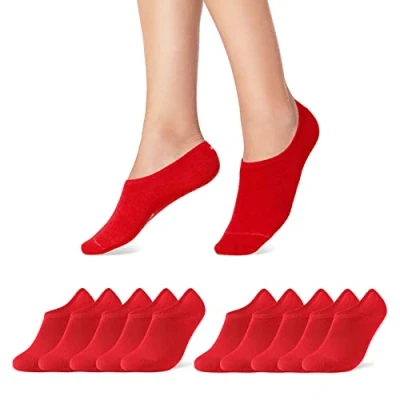 Abbildung von 10 Paar Sneaker Socken Damen Herren Füßlinge Schwarz Weiß Grau Baumwolle 16805 WP (Rot 35 38)