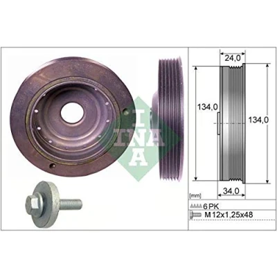 Abbildung von INA 544 0091 20 Riemenscheibensatz, Kurbelwelle RENAULT: Megane Scenic, LAGUNA 2 Grandtour