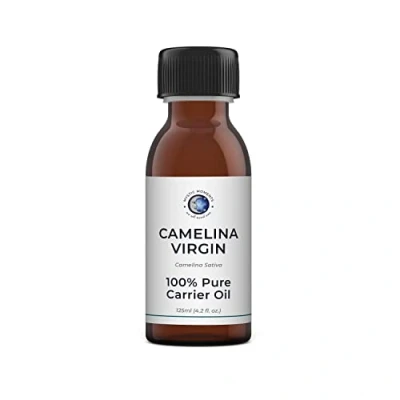 Abbildung von Mystic Moments Camelina Virgin Carrier Oil 125 ml reines &amp; natürliches Öl perfekt für Haare, Gesicht, Nägel, Aromatherapie, Massage und Ölverdünnung Veganer GVO frei