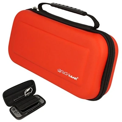 Abbildung von TECHGEAR Tasche Nintendo Switch, Switch OLED Schutzhülle Hard Schutz Carry Reisen und Speicherung hülle Cover Tragetasche für Joy Con Controller, Spiel Karten, Zubehör (Rot)