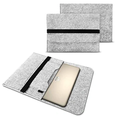 Abbildung von NAUC Sleeve Hülle für HP ProBook 650 G4 15,6 Zoll Notebook Tasche Laptop Cover strapazierfähiger Filz mit Innentaschen und sicherem Verschluss Grau, Farbe:Hellgrau