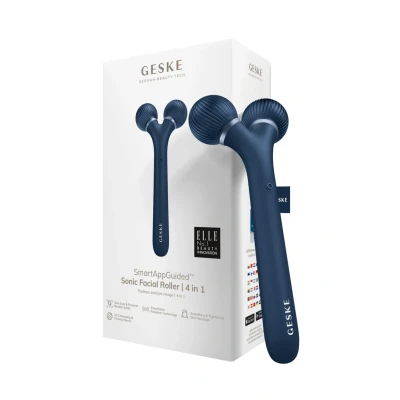 Abbildung von Geske SMARTAPPGUIDED Sonic Facial Roller 4 IN 1 Gesichtspflege Zubehör, Größe: One Size, Midnight