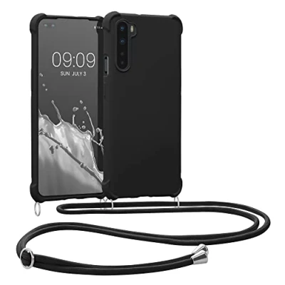 Abbildung von kwmobile Necklace Case kompatibel mit OnePlus Nord Hülle Cover Kordel zum Umhängen Silikon Schutzhülle Schwarz