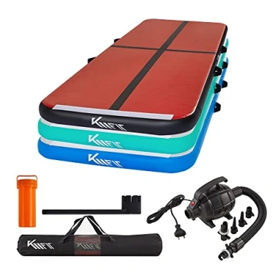 Abbildung von KM Fit Gymnastikmatte Turnmatte Aufblasbar Airtrack Fitness Matte 4 m (Set, 5 St., m), Elektropumpe 600 W