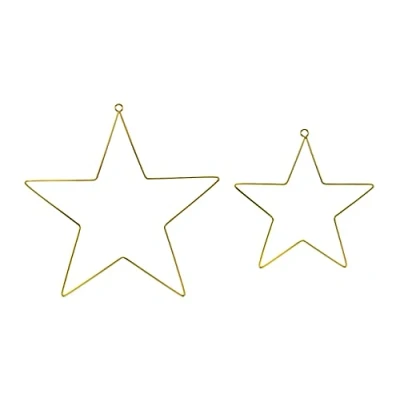 Abbildung von PartyDeco Stern Deko Metall zum Aufhängen 20cm / 28cm Gold 2er Set Weihnachtsdekoration Bastelzubehör